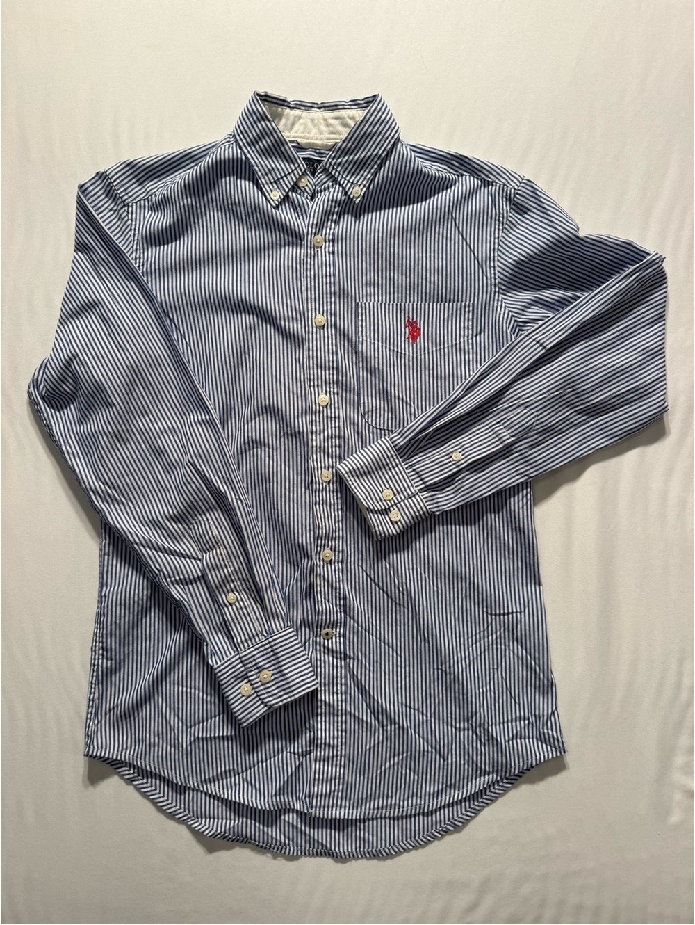 U.S. Polo Assn Men’s Dress Shirt Small Blue White Stripe Button Down Long Sleeve